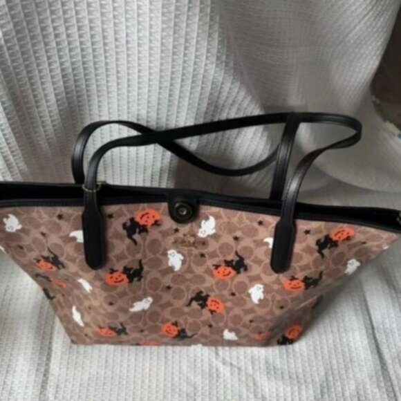 Coach Brown Halloween Tote with Black Handles - Picture 4 of 8
